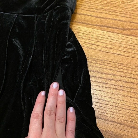 ModCloth Black Velvet Vintage Style Layered Top Party Dress - Picture 7 of 16